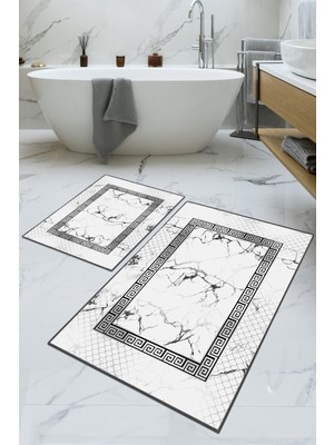 Dijital Baskılı Yıkanabilir Kaymaz Kaydırmaz Dot Taban Dekoratif Modern Banyo Paspas TAKIMI(BPS-527)