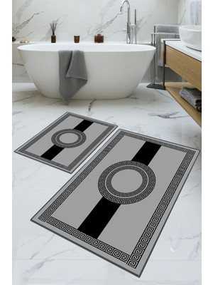 Dijital Baskılı Yıkanabilir Kaymaz Kaydırmaz Dot Taban Dekoratif Modern Banyo Paspas TAKIMI(BPS-865)