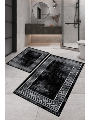 Dijital Baskılı Yıkanabilir Kaymaz Kaydırmaz Dot Taban Dekoratif Modern Banyo Paspas TAKIMI(BPS-528)