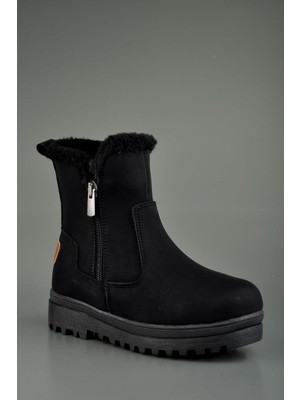 Konfor Polact Model Iç Kısmı Kürklü Fermuarlı Çocuk Bot Siyah