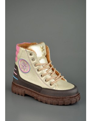 Konfor Star Kids Iç Kısmı Kürklü Kız Çocuk Bot Krem