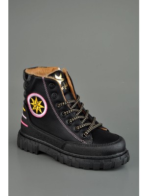 Konfor Star Kids Iç Kısmı Kürklü Kız Çocuk Bot Siyah