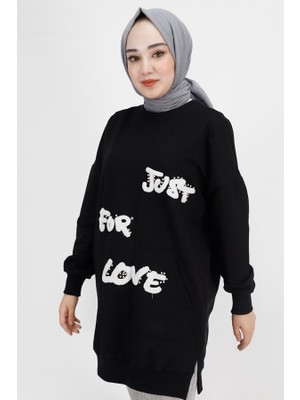 Puane 10336 Önü Tüy Baskılı 2 Ip Sweatshirt