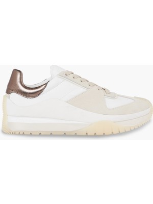 Calvin Klein Beyaz - Bronz Kadın Deri Sneaker Hw0Hw01879Ybr