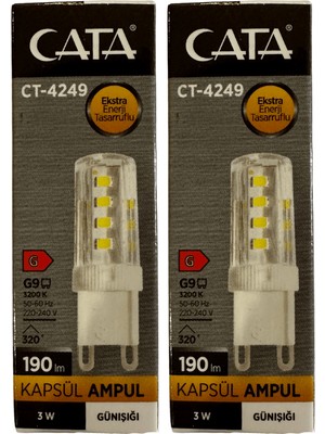 Cata CT-4249 3W 3200K (Günışığı) G9 Duylu Kapsül LED Ampul (2 Adet)