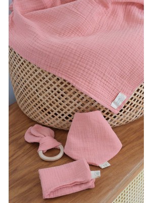 Bugula 4 Kat Bebek Battaniyesi BASIC SET 110x110cm Turuncu Müslin Kundak Terletmeyen Kumaş