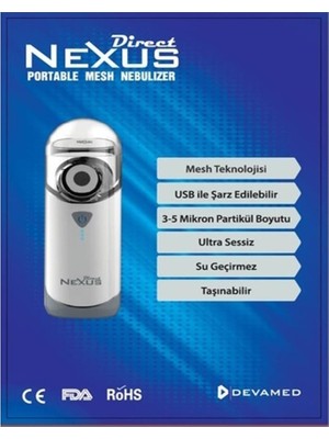 Nexus Direct Portable Mesh Şarj Edilebilir Nebulizatör