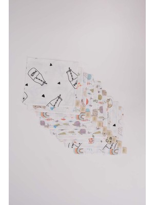 Bugula Çift Taraflı Müslin Ağız Mendili 5’li Set 25x25cm Bebek için Sıvı Geçirmez Kumaş Baby Shower Hediyesi