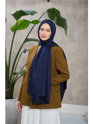 İpekhan Line Leola Desen Ipeksi Jakar Şal Koyu Lacivert 9009-19