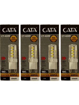 Cata CT-4249 3W 3200K (Günışığı) G9 Duylu Kapsül LED Ampul (4 Adet)