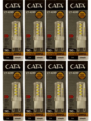 Cata CT-4249 3W 3200K (Günışığı) G9 Duylu Kapsül LED Ampul (8 Adet)