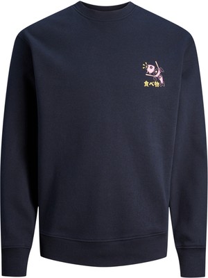 Jack & Jones Yuvarlak Yaka Lacivert Erkek Sweatshırt 12248538_JORMAKI Sweat Crew Neck Tg