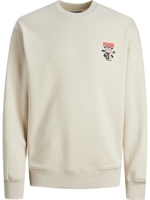 Jack & Jones Yuvarlak Yaka Krem Erkek Sweatshırt 12248538_JORMAKI Sweat Crew Neck Tg