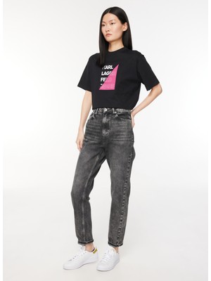 Karl Lagerfeld Normal Bel Normal Gri Melanj Kadın Pantolon 236J1111