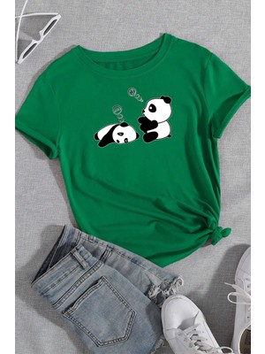 Only Trendwear  Uykucu Panda Baskılı Tasarım Tshirt