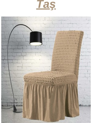 Uytm Sandalye Kılıfı Likralı Bürümcük Etekli Lastikli Yıkanabilir Sandalye Örtüsü 6ADET