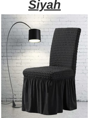 Uytm Sandalye Kılıfı Likralı Bürümcük Etekli Lastikli Yıkanabilir Sandalye Örtüsü 6ADET