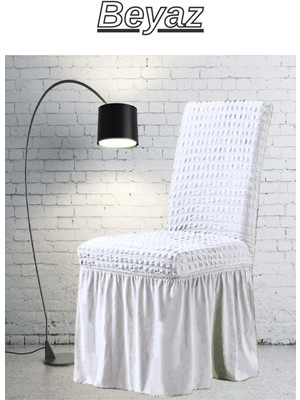 Uytm Sandalye Kılıfı Likralı Bürümcük Etekli Lastikli Yıkanabilir Sandalye Örtüsü 6ADET