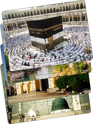 Notpa Çocuklar Için Eğitici ve Öğretici Ahşap Renkli Yapboz 4lü Set Islam ve Medeniyet Serisi