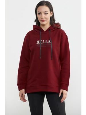 Sementa Kapüşonlu Içi Pamuklu Kalın Sweatshirt - Bordo
