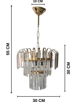 Birsen Aydınlatma Taşlım Gold Özel Premium Serisi Kristal Taşlı Sarkıt Avize - Yatak Odası - Salon - Mutfak