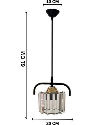 Birsen Aydınlatma Elmas 1'li Gold Kristal Taşlı Lüx Sarkıt Avize - Yatak Odası - Salon - Mutfak - Hol