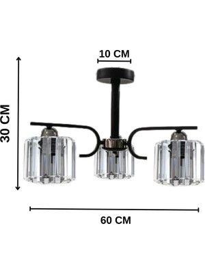 Birsen Aydınlatma Elif 3'lü Kristal Taşlı Lüx Sarkıt Avize - Yatak Odası - Salon - Mutfak - Hol