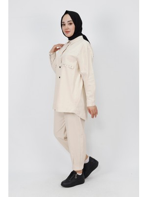 By Coolest Butik 6931 Gabardin Kumaş Cep Detaylı 2Li Takım