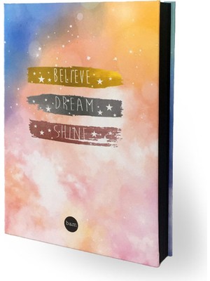 Bam 14,8X21 Lastikli Defter Siyah Yaprak-Believe Dream Shine