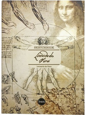 Bam 14,8X21 Lastikli Defter Siyah Yaprak-Leonardo Da Vinci