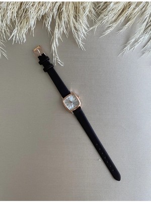 Quartz Retro Minimal Kadın Kol Saati, Deri Kordon, Rose Gold Kasa