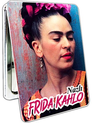 İşte Bu Frida Kahlo Baskılı Dikdörtgen Kişiye Özel Isim Baskılı Cep Aynası 8x6 cm (Kapaklı ve Büyüteçli)