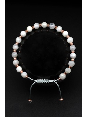 Alibaba Doğaltaş Ay Taşı Doğal Taş Makrome Örme Bileklik