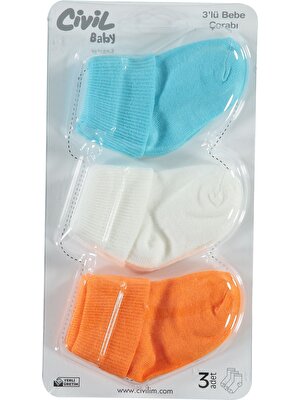 Civil Baby Bebek 3'lü Çorap Set 0-24 Ay Turuncu