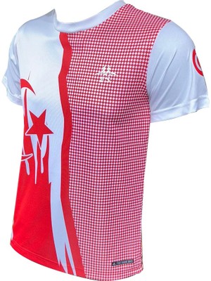 FS Milli Takım Erkek Tişört Kırmızı Beyaz 100% Polyester Nefes Alabilir Spor ve Günlük Kullanım