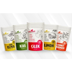 Saga Fresh Dondurularak Kurutulmuş Meyve 5'li Set 1 (Kivi 20G,SARI Elma 25G,LIMON 20G,ÇILEK 15G,C. Hurması 30G)
