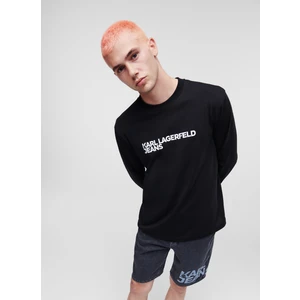 Karl Lagerfeld Bisiklet Yaka Siyah Erkek T-Shirt 235D1708_KLJ Regular Lslv Tee