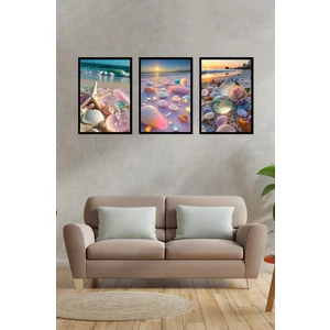 Notpa Düşler Sahili 3'Lü Dekoratif Tablo Seti 21 x 30