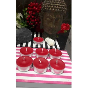 Iv Candles Homedecor 6'lı Kırmızı Maxi Büyük Boy Tealight Teneke Mum