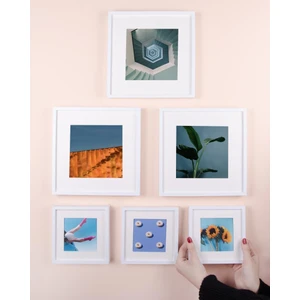 Yapışkanlı Sök-Tak Paspartulu Beyaz Kare Fotoğraf Çerçevesi - 6'lü paket