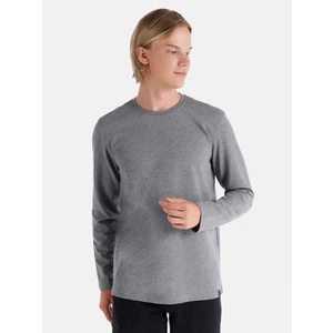 Regular Fit Bisiklet Yaka Basic Gri Erkek Uzun Kol Tişört
