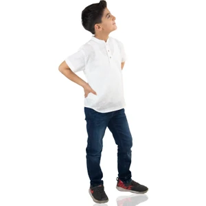 Eliş Şile Bezi Kısa Kol  Bodrum Erkek Çocuk T-Shirt Beyaz