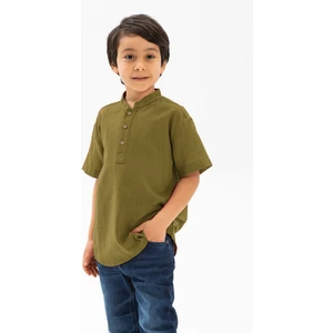 Eliş Şile Bezi Kısa Kol Şile Bezi Bodrum Erkek Çocuk Tshirt Haki 3049