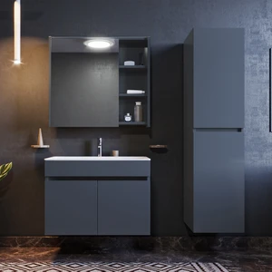 Galata Banyo Dolabı ve Boy Dolabı Takımı 75 Cm Antrasit