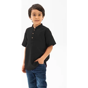 Eliş Şile Bezi Kısa Kol Şile Bezi Bodrum Erkek Çocuk Tshirt Siyah 3003