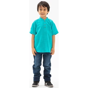 Eliş Şile Bezi Kısa Kol  Bodrum Erkek Çocuk T-Shirt Turkuaz