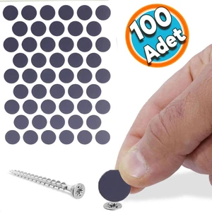 Yapışkanlı Vida Tapası Tıpası Antrasit Gri Vida Kapatıcı Kapağı (100 Adet)