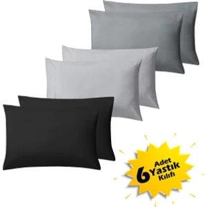 6 Adet 3 Renk Yastık Kılıfı / Koyu Gri / Siyah / Açık Gri