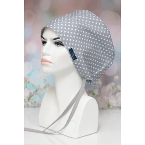 Tesettür Beden Gri Puantiye Cerrahi Bone Doktor Hemşire Sağlıkçı Hastane Bonesi