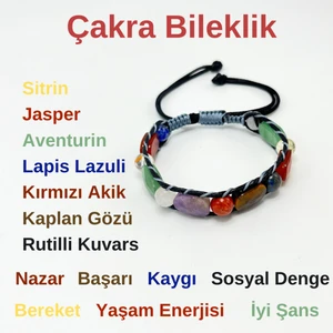 Yıldız Doğal Taş Çakra Doğal Taş El Yapımı Makrome Bileklik Lapis Sitrin Jasper Aventurin Kaplan Gözü Akik Kuvars